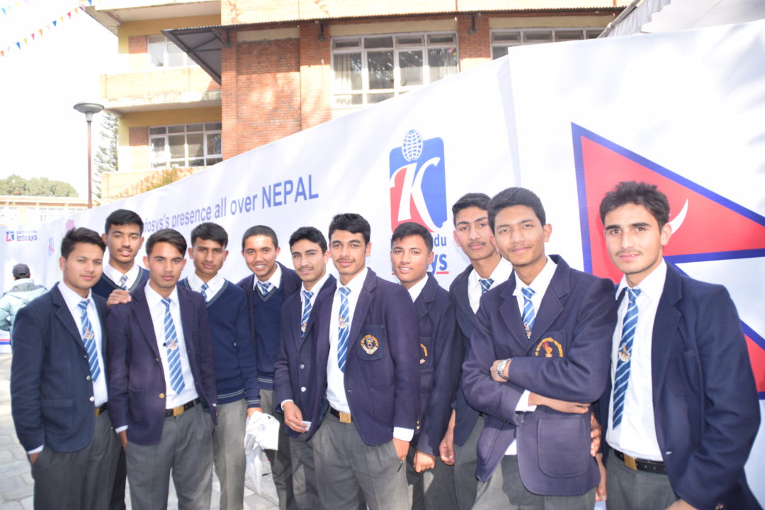KIEC Pulchowk Sainik Awasiya students backdrop Nepal