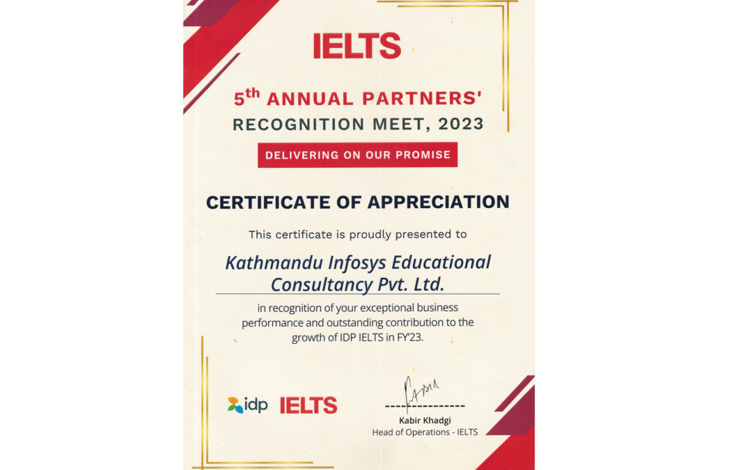 KIEC Recognized as IDP IELTS’s Exceptional Business Performance & Outstanding Contribution.