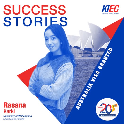 Rasana Karki receiving Australia student visa from KIEC